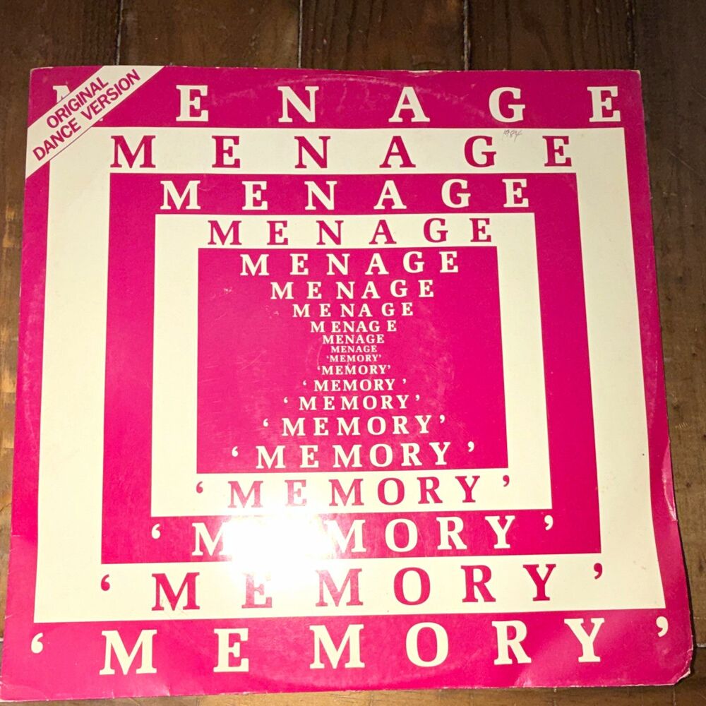Menage Memory Original Dance Version Carrere 45 RPM Black Vinyl Single CART 283